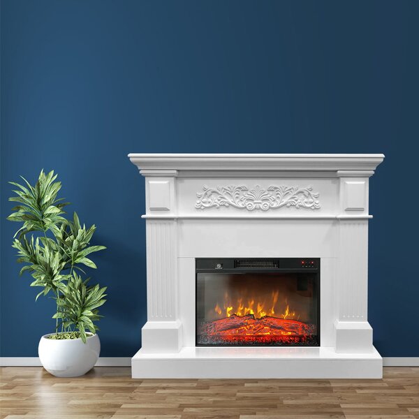 TUX White Electric Fireplace ElectricSun Free Standing Electric Fires, with Sound Effect, 3 Colour, with APP, L110xH102cm