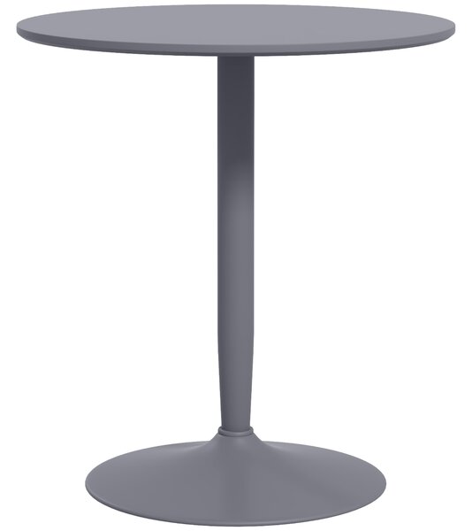 HOMCOM Round Dining Table, Modern Dining Room Table with Steel Base, Non-slip Foot Pad, Space Saving Small Dining Table, Grey