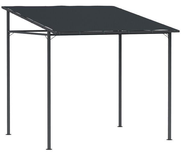 Outsunny 2.4 x 2.4 m Wall Mounted Pergola Gazebo with PA Coating Fabric and Metal Frame, UPF30+, Lean to Garden Gazebo, Wind Resistant Outdoor Sun Shade Shelter for Garden, Deck, Dark Grey