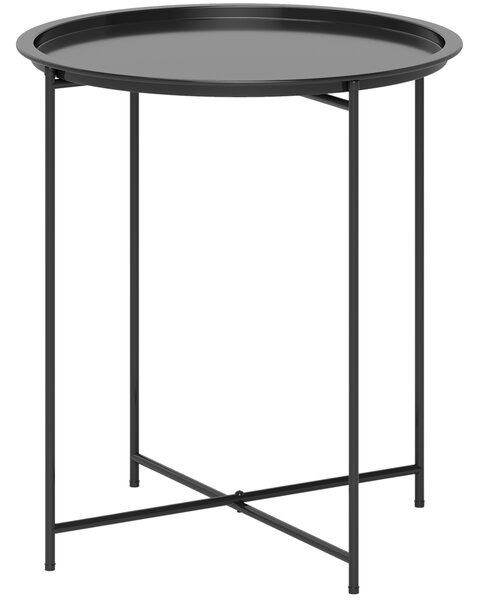 Outsunny Steel Removable Tray Top Garden Table - Black