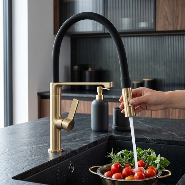 Kitchen faucet REA Lago Brush Gold