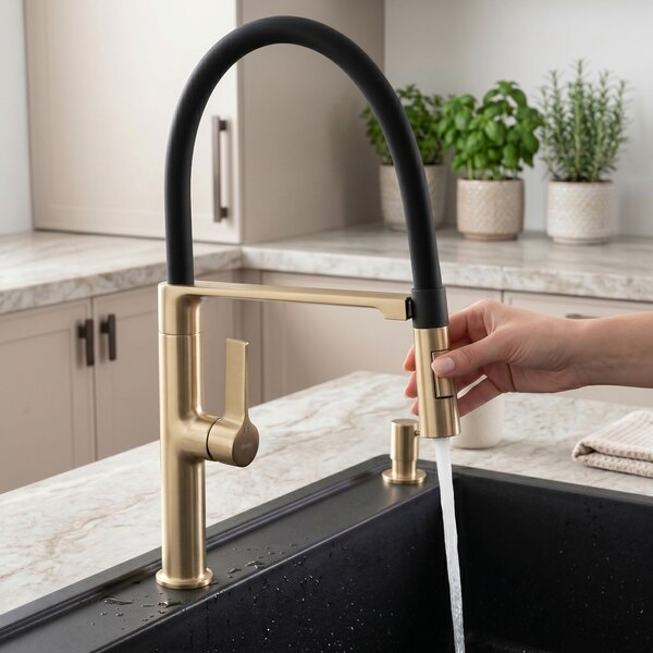Kitchen faucet REA Lago Brush Gold
