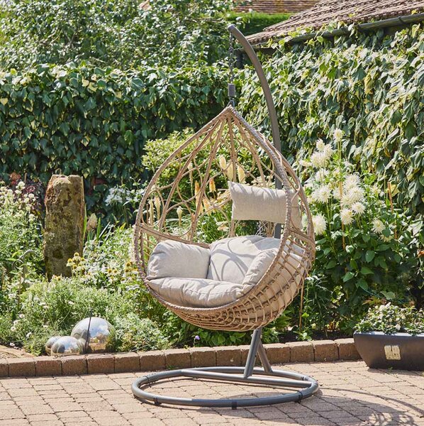 Sewanee Garden Weave Hanging Egg Chair with Cushion in Sand