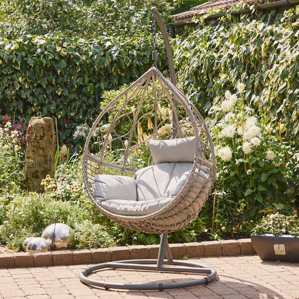 Sewanee Garden Weave Hanging Egg Chair with Cushion in Stone