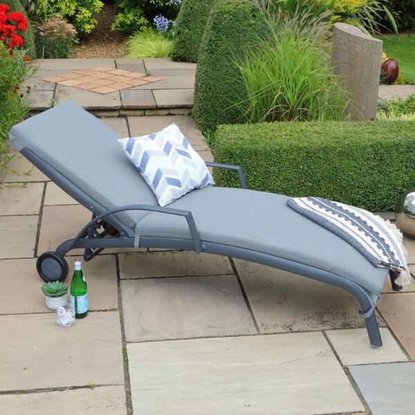 Thirsk Garden Aluminium Frame Sun Lounger with Cushion in Graphite Grey