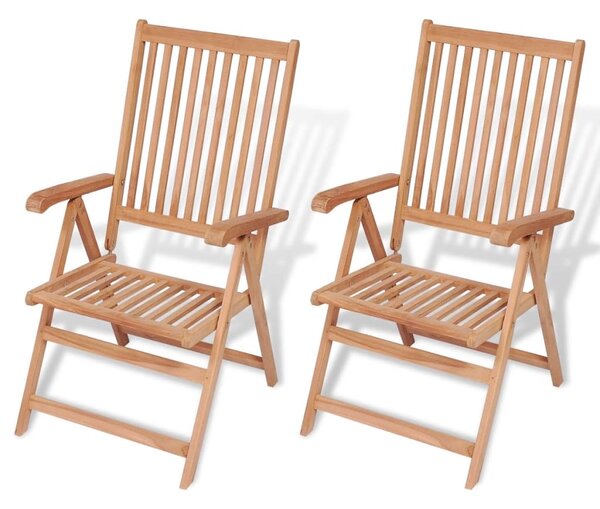Reclining Garden Chairs 2 pcs Solid Teak Wood