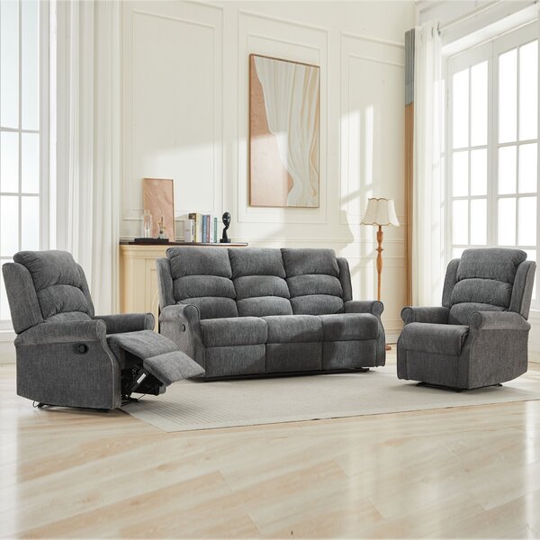 Rosenberg Fabric Recliner 3+1+1 Seater Sofa Set - Anthracite