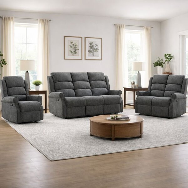 Rosenberg Fabric Recliner 3+2+1 Sofa Suite - Anthracite