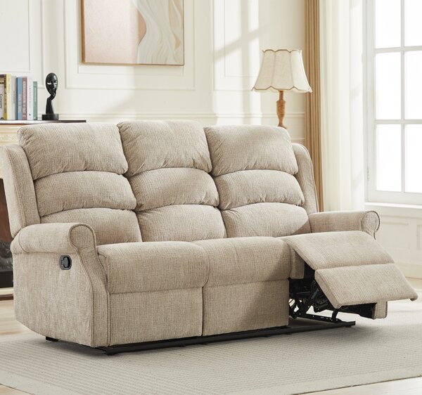 Rosenberg Fabric Recliner 3 Seater Sofa - Rabbit