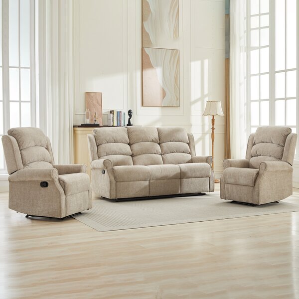 Rosenberg Fabric Recliner 3+1+1 Seater Sofa Set - Rabbit
