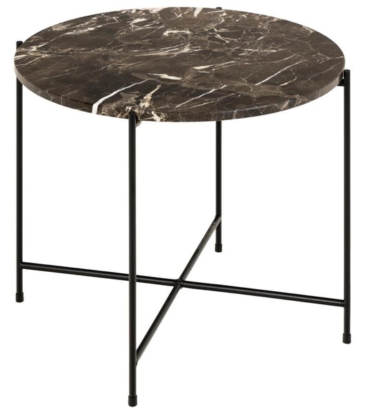 Alvina Large Marble Round Side Table - Brown Emperador