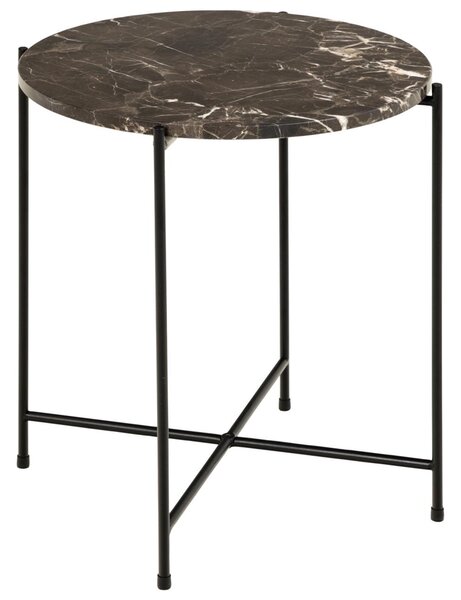 Alvina Small Marble Round Side Table - Brown Emperador