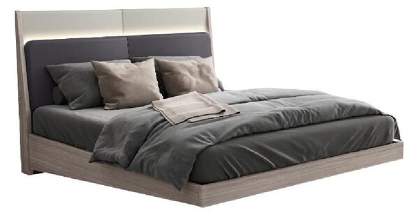 Salinas Wooden King Size Bed In Beige With LED
