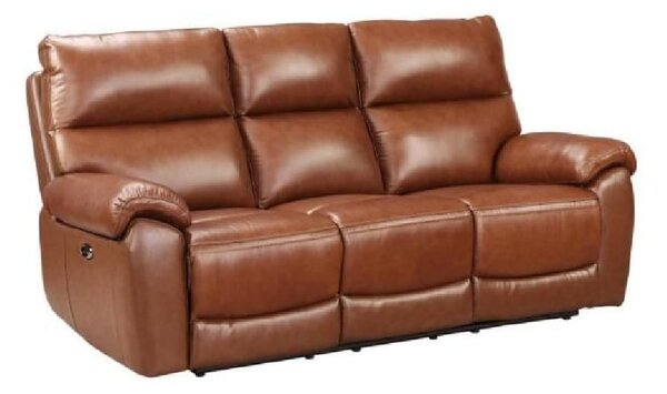 Radford Leather Electric Recliner 3 Seater Sofa In Saddle