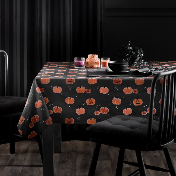 Pumpkin Wipe Clean Tablecloth Black