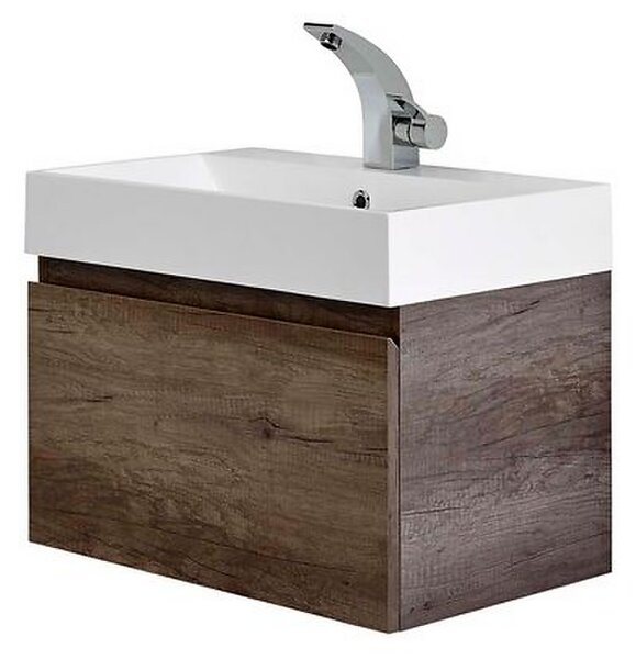 Bathstore Mino 600mm Basin & Wall Hung Vanity Unit - Nebraska Oak