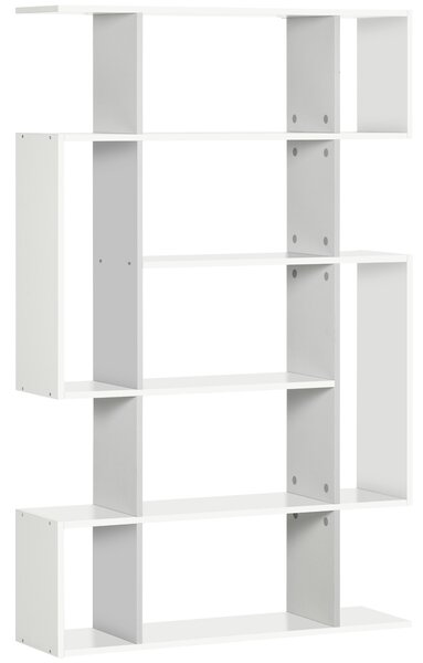 HOMCOM Modern Bookshelf, 5-Tier Bookcase with 13 Open Shelves, Freestanding Decorative Storage for Home Office, Study - White