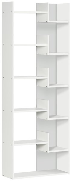 HOMCOM Modern Book Shelf with 11 Open Shelves, 6-Tier Bookcase, Freestanding Shelving Unit for Home Office and Study, White