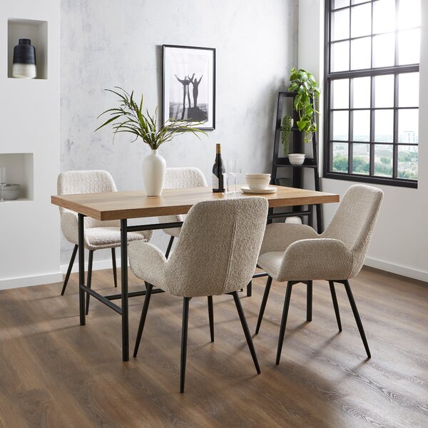 Bryant Rectangular Dining Table with Axel Mushroom Boucle Dining Chairs