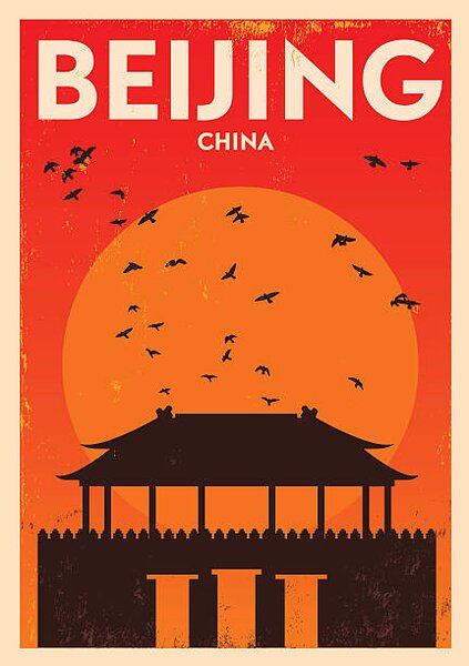 Art Print Typographic Beijing City Poster Design, kursatunsal