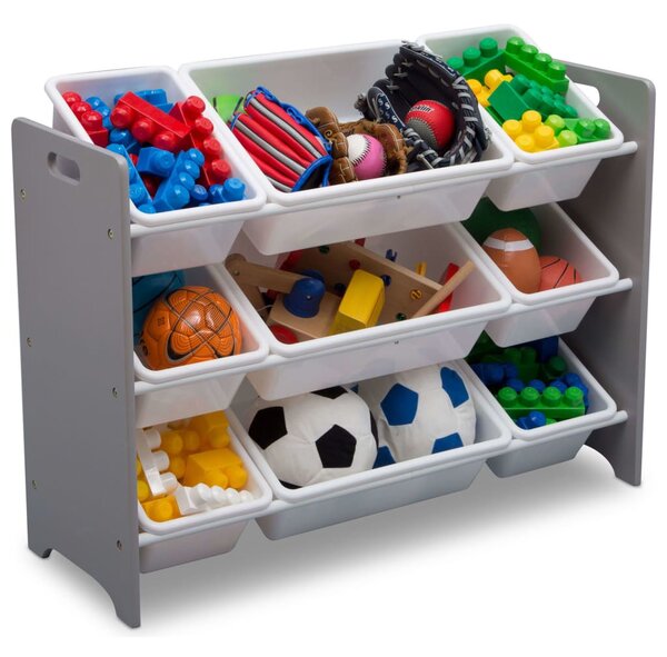 Delta Children MySize 9 Bin Plastic Toy Organiser Grey and White