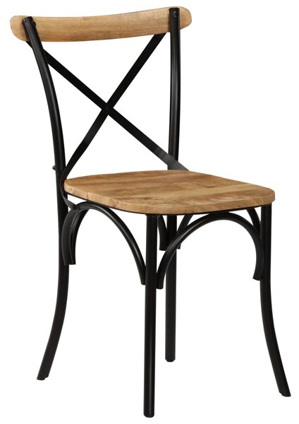 Cross Chairs 6 pcs Black Solid Mango Wood