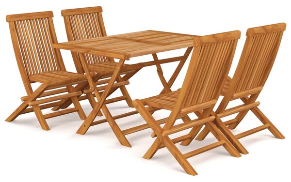 5 Piece Garden Dining Set Solid Teak Wood