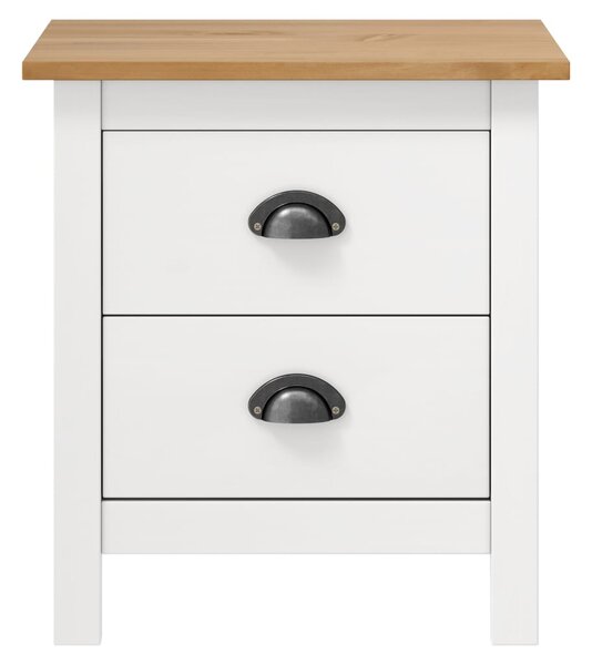 Bedside Cabinet Hill White 46x35x49.5 cm Solid Pine Wood