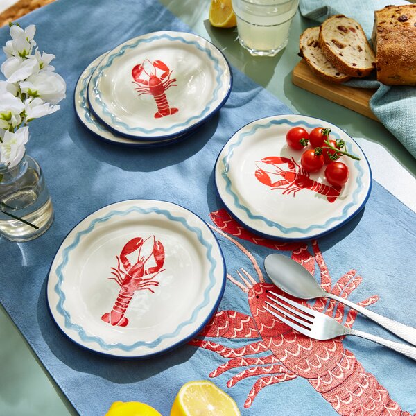 Ceramic Lobster Side Plate Red