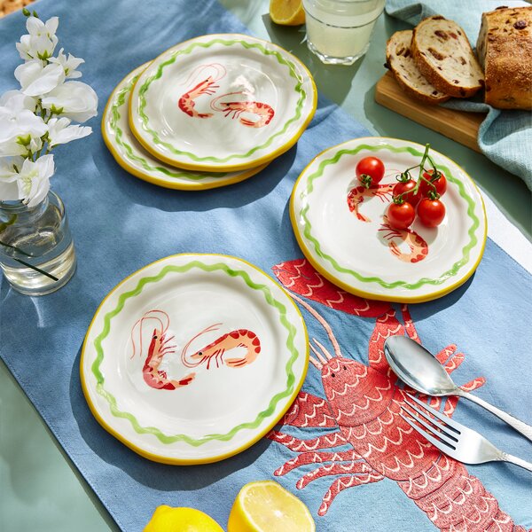 Ceramic Shrimp Plate Red