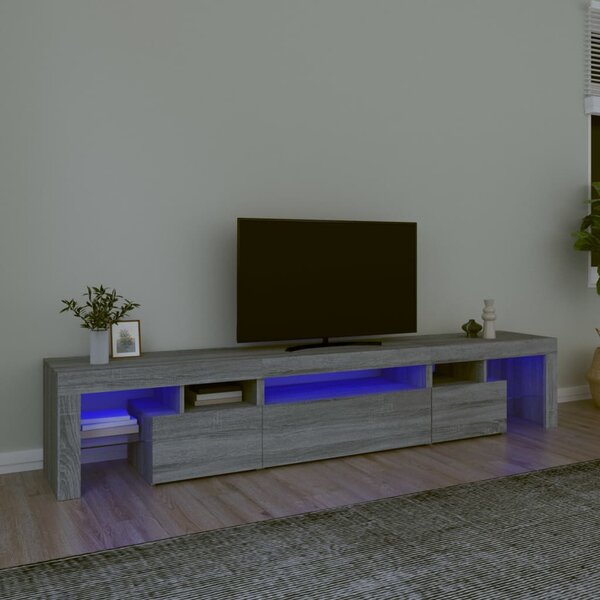 TV Cabinet with LED Lights Grey Sonoma 215x36.5x40 cm