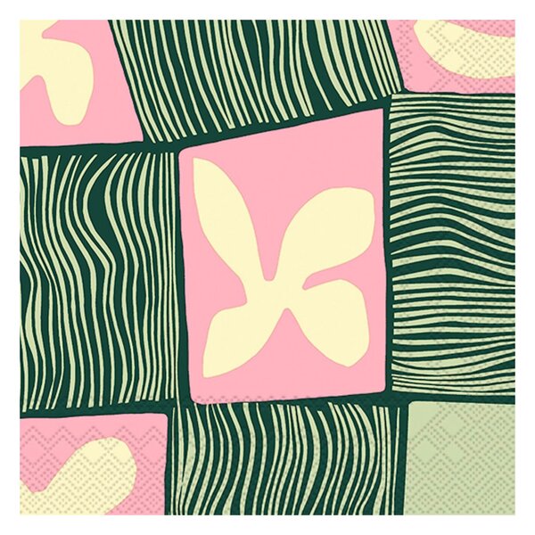 Marimekko Heights napkin 33x33 cm 20-pack Rose-Green