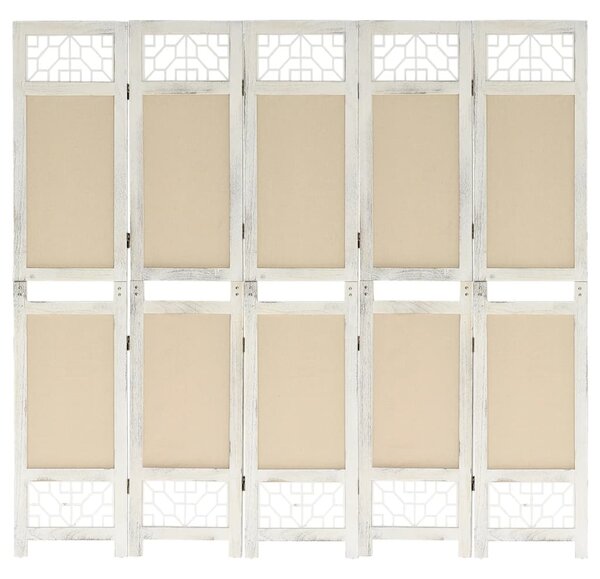 5-Panel Room Divider Cream 175x165 cm Fabric