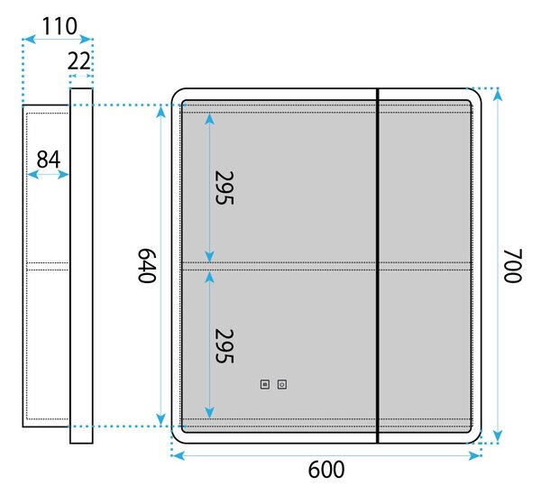 LED mirror cabinet M1011-60 60x70