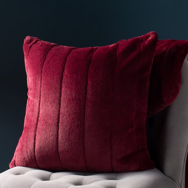 Empress Faux Fur Cushion Ruby (Red)