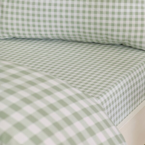 Catherine Lansfield Bamford Gingham Check Bed Linen Fitted Sheet Green