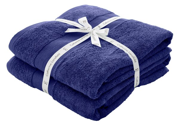 Catherine Lansfield Anti Bacterial Two Bath Sheet Towels Navy