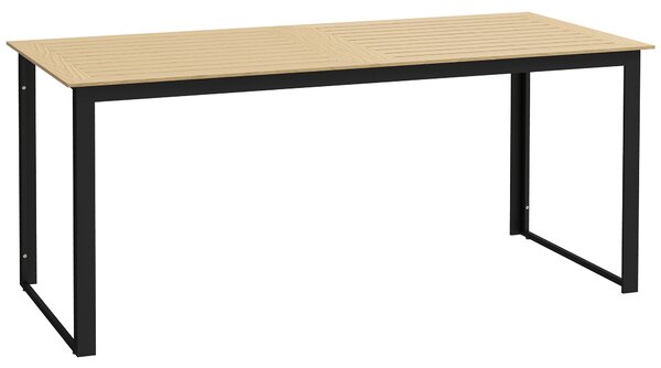 Outsunny Garden Dining Table, 175 x 78 x 75 cm Rectangle Outdoor Table for 6 People with Slatted Table Top, Metal Frame, for Balcony, Deck, Teak