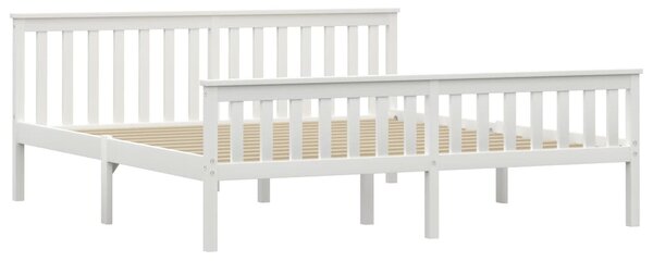 Bed Frame without Mattress White Solid Pinewood 180x200 cm Super King