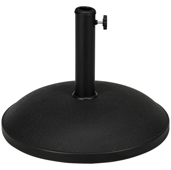 Outsunny 25kgs Round Umbrella Base Concrete Parasol Weight Stand Patio Outdoor Black Dia 50cm Aosom UK