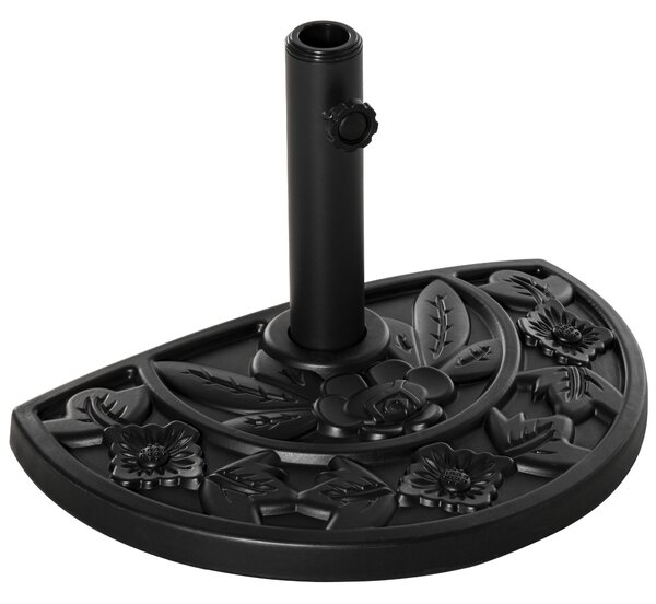 Outsunny Half Round Parasol Base Weighted Umbrella Holder Stand Balcony Black Aosom UK