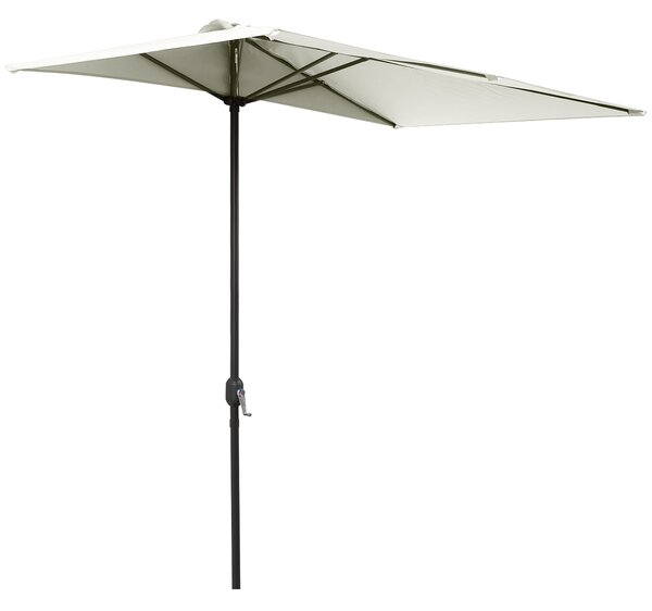 Outsunny Half Parasol for Balcony, 2.3m Semi-Round Patio Umbrella with Crank Handle, Beige - BASE NOT INCLUDED