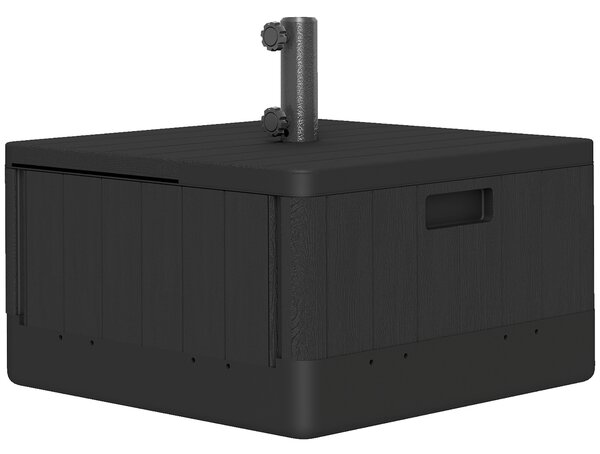 Outsunny Garden Parasol Base Outdoor Umbrella Stand with Wheels Handles, Filled Up to 80kg with Stand or 50kg with Water for Deck Poolside, Black