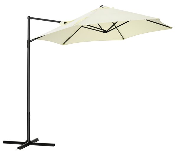 Outsunny Waterproof Cantilever Garden Parasol with 360° Rotation, Offset Roma Patio Umbrella, Sun Shade Canopy with Cross Base, Beige Aosom UK