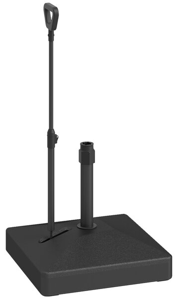 Outsunny Garden Parasol Base with Adjustable Wheels and Handle, Garden Sun Umbrella Base Parasol Stand, Filled Up to 55kg Stand/45kg Water, Black