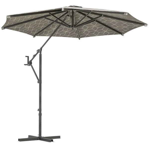 Outsunny Waterproof 3(m) Convertible Cantilever Parasol and Centre-post Garden Parasol with Cross Base, 360 Rotation Banana Parasol Aosom UK
