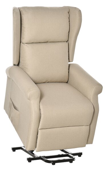 HOMCOM Electric Recliner Armchair for Elderly with Remote Control, Fabric Riser Recliner Chair, Beige Aosom UK