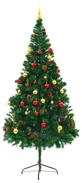 Artificial Pre-lit Christmas Tree with Baubles Green 210 cm