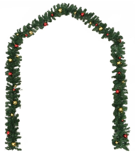 Christmas Garlands 4 pcs with Baubles Green 270 cm PVC