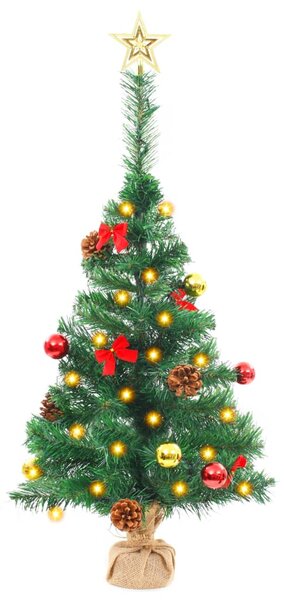 Artificial Pre-lit Christmas Tree with Baubles Green 64 cm